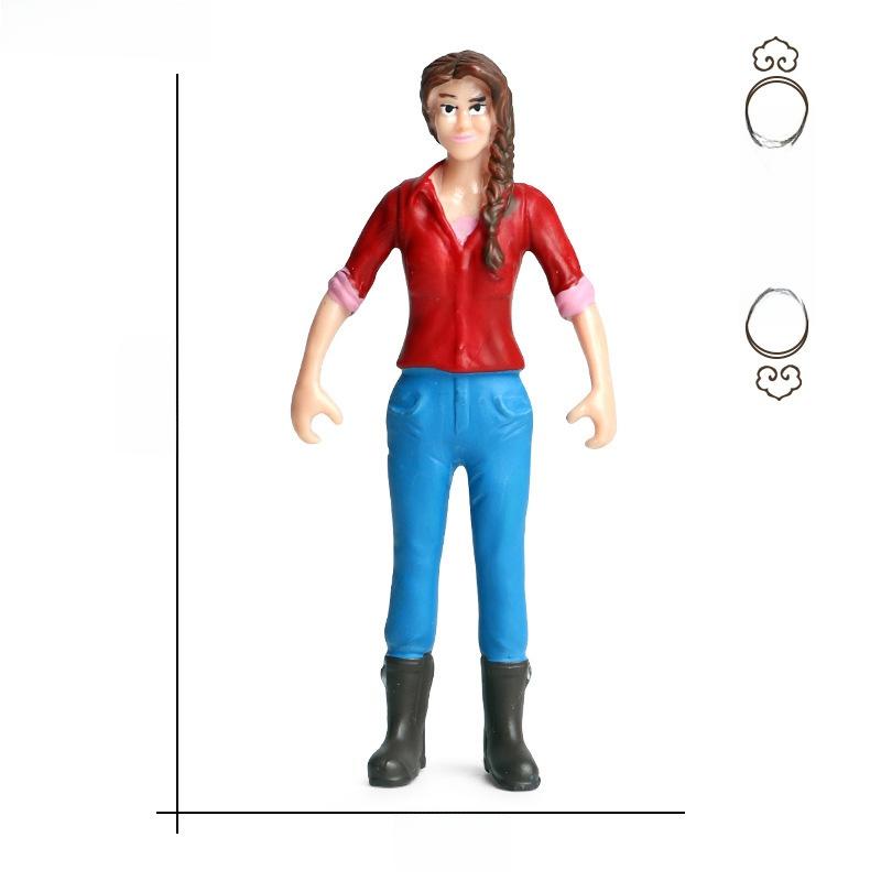 Farm Pasture Simulation Plastic Doll Model Ornament Farmer Worker Animal Woman