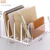 SANRUI Clear Acrylic Multifunctional Desk Organizer with 5 Book Pen and Compartments, Holder, Holder, Non-Slip Design, Space-Saving (Approx.