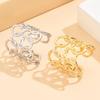 Retro Geometric Hollow Round Stainless Steel Ring for Women - 18K Gold-Plated Titanium Steel Accessory