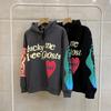 Kanye Unisex Mikina s kapucí a graffiti srdcem, podšitá fleecem