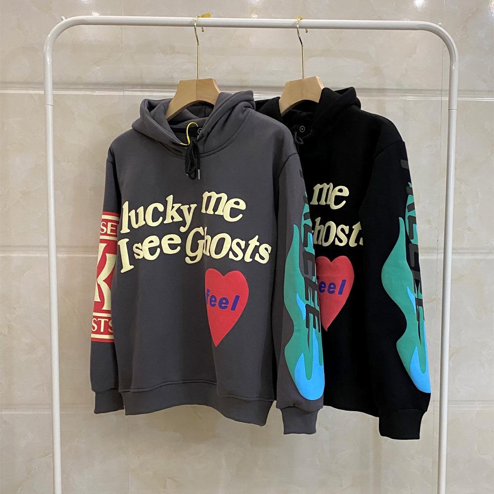 Kanye Unisex Mikina s kapucí a graffiti srdcem, podšitá fleecem