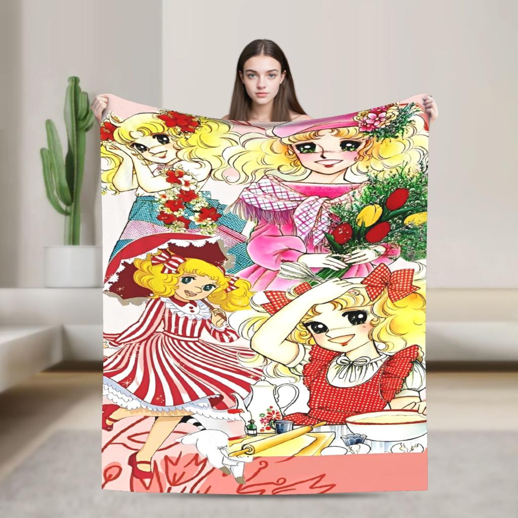 Candy Candy And Terry Anime Blanket  Warm Soft Funny Plush Bedding Throws For Couch Bed Travel Flannel Bedspread Bed Cover
