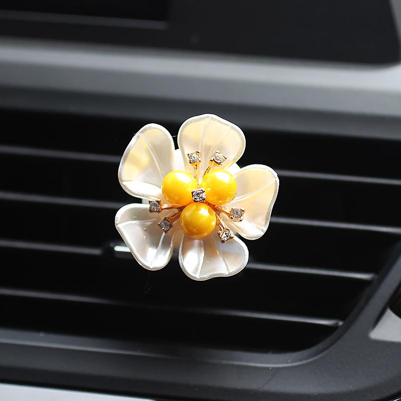 Car Air Vent Perfume Clip Pearl Flower Car Interior Decoration Gift