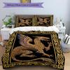 3pcs Golden Dragon Duvet Cover Set - Includes 1 Duvet Cover and 2 Pillowcases, No Quilt Core, All-Season Home Decor Yy251111075
