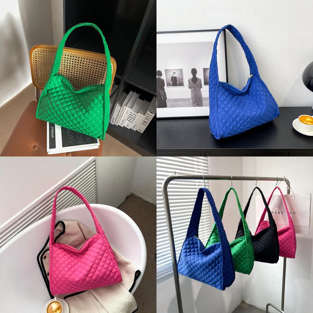 Trendige Nylon-Tragetasche für Damen Herbst Winter 2023 Große Kapazität Gesteppte Umhängetasche