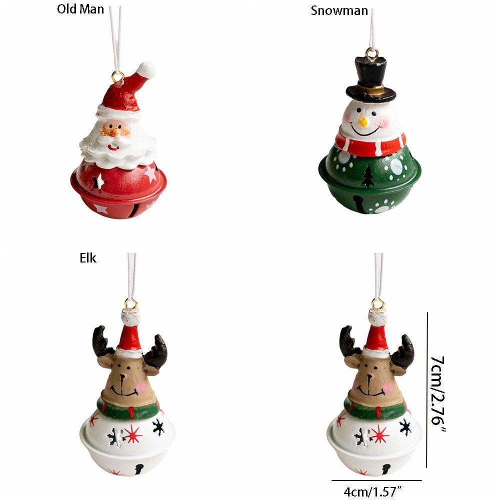 Iron Art Christmas Santa Bell Pendant Cute Xmas Tree Ornaments Snowman Bell Pendant  Christmas