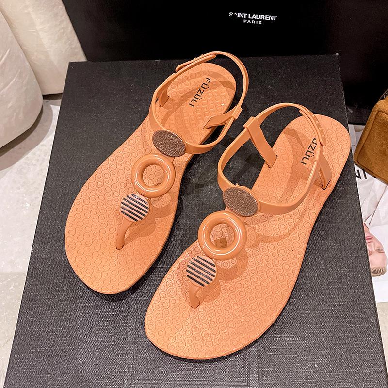 Women's Summer Casual Flat Sandals - Hollow Buckle Soft Bottom Beach Sandals