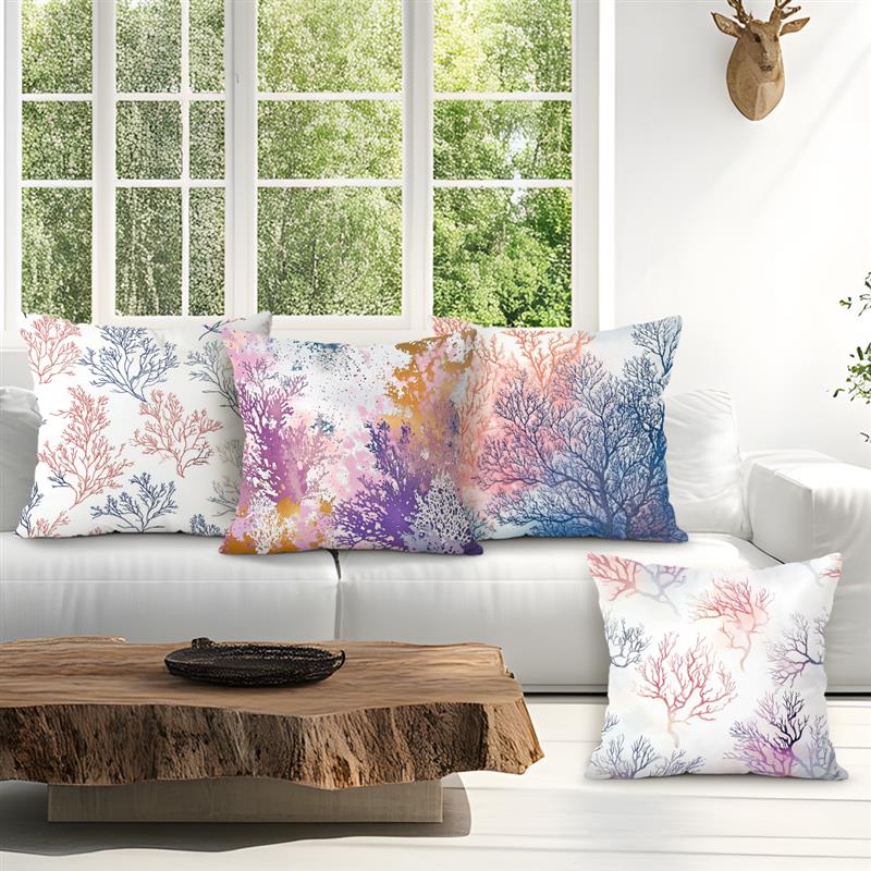 Coral Reef Pattern Decorative Cushions Pillowcase Polyester Cushion Cover Throw Pillow Sofa Decoration Pillowcover Home Decor