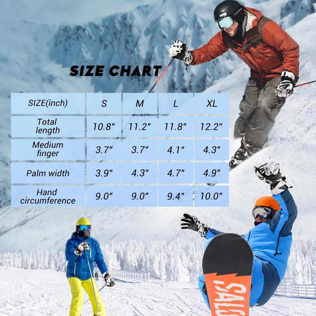 Skihandschuhe, wasserdicht, Touchscreen-Schneehandschuhe für Herren und Damen, Snowboard, warm, für den Winter, für kaltes Wetter, -30 °, winddicht, Sport