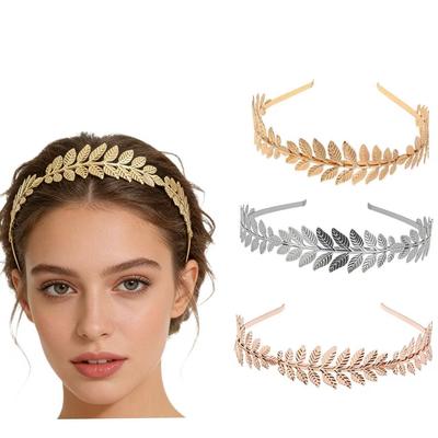 Baroque Metal Leaf Headband For Bride Vintage Leaf Hair Accessory Wedding Jewelry