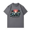 Men's 100% Cotton Crew Neck Short Sleeve T-Shirt, Surf Malibu Beach Retro Palm Sunset Print Casual Breathable Summer Top for Daily Outdoor Surfing Str