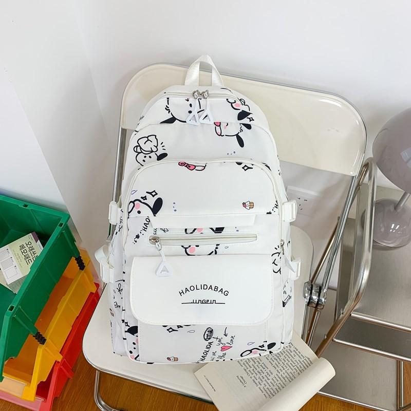 Schoolbag Japanese Cute Printed Puppy Girl Versatile Couple Backpack Junior High School Large Capacity Multi Layer Backpack for Women