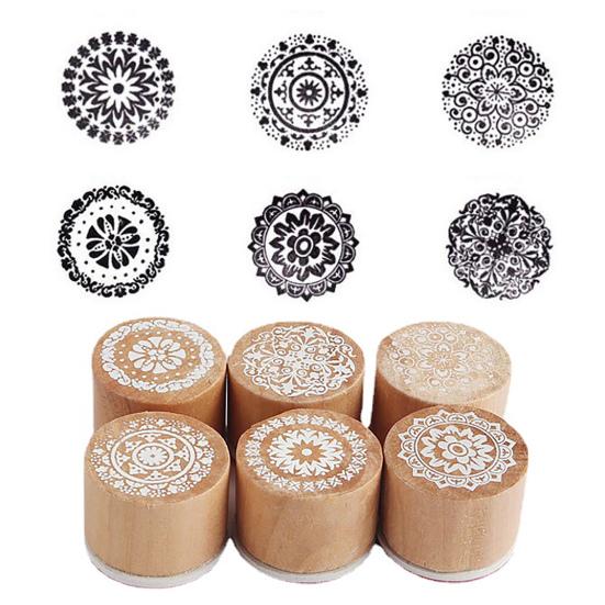 6ks inovativní razítko s širokým použitím opakovaně použitelné kompaktní razítko s květinovým vzorem pro každodenní použití