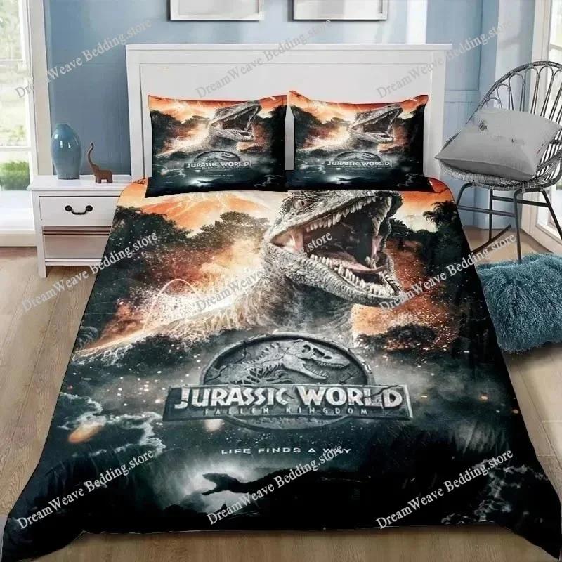 Dinosaur Duvet Covers Pillowcases Set Polyester Lovely Pattern 3D Cartoon Quilt Cover Custom Bedding Set Queen Size741