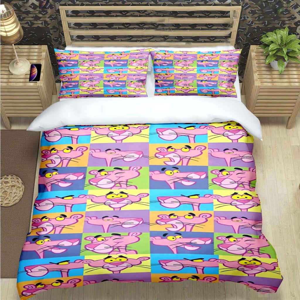 Comforter Crayon Pinkpanther Print Bedding Sets Bed Supplies Set Comforter Set Teens Girls Cartoon Twin Single Kid Gift