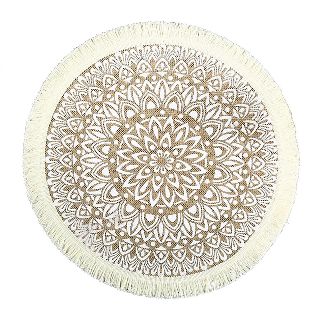 Sottopiatti Rotondi in Juta Naturale con Motivo Floreale Ecologico Vintage Decorazione da Pranzo per Uso Domestico