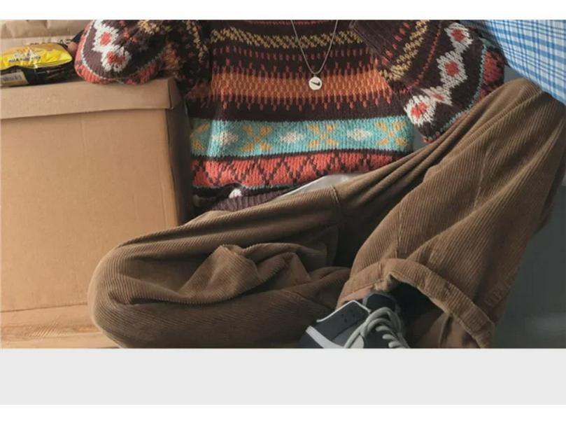 Men's Loose Fit Thickened Knitted Sweater - Korean & Harajuku Style Winter Pullover