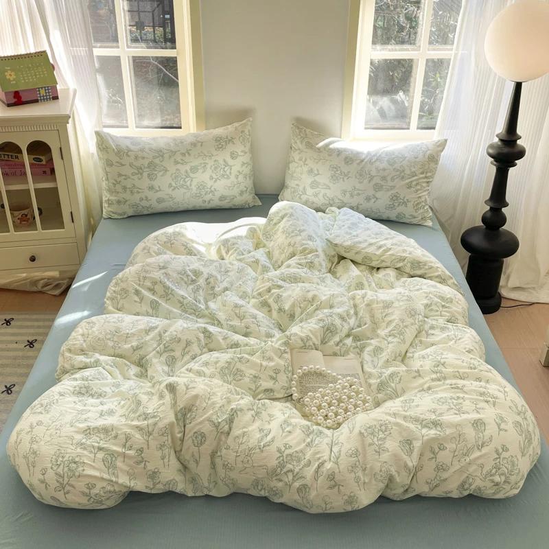 

Girls Strawberry Bedding Sets 2025 New Queen Size Bed Sheet Set Duvet Cover Set With Pillowcase No Filling 1.5m sheet 4pcs