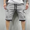 Cargo Shorts Elastic Waist Multiple Pockets Shorts Zipper Drawstring Streetwear Casual Knee Length Summer Shorts Male Clothes