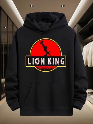 Disney Men's Hooded Sweater Lion King Series Sweatshirt Autumn and Winter Casual White Men's and Women's Top Hoodie