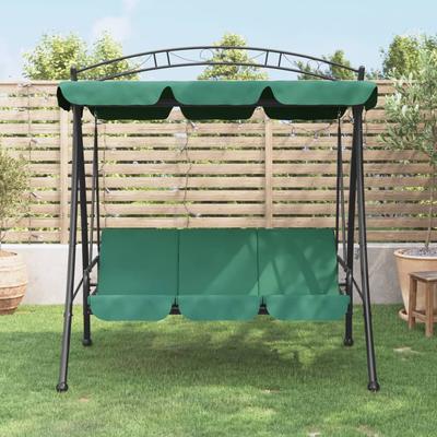 Vidaxl Garden Swing with Canopy, Green, 198 Cm, Fabric and Steel