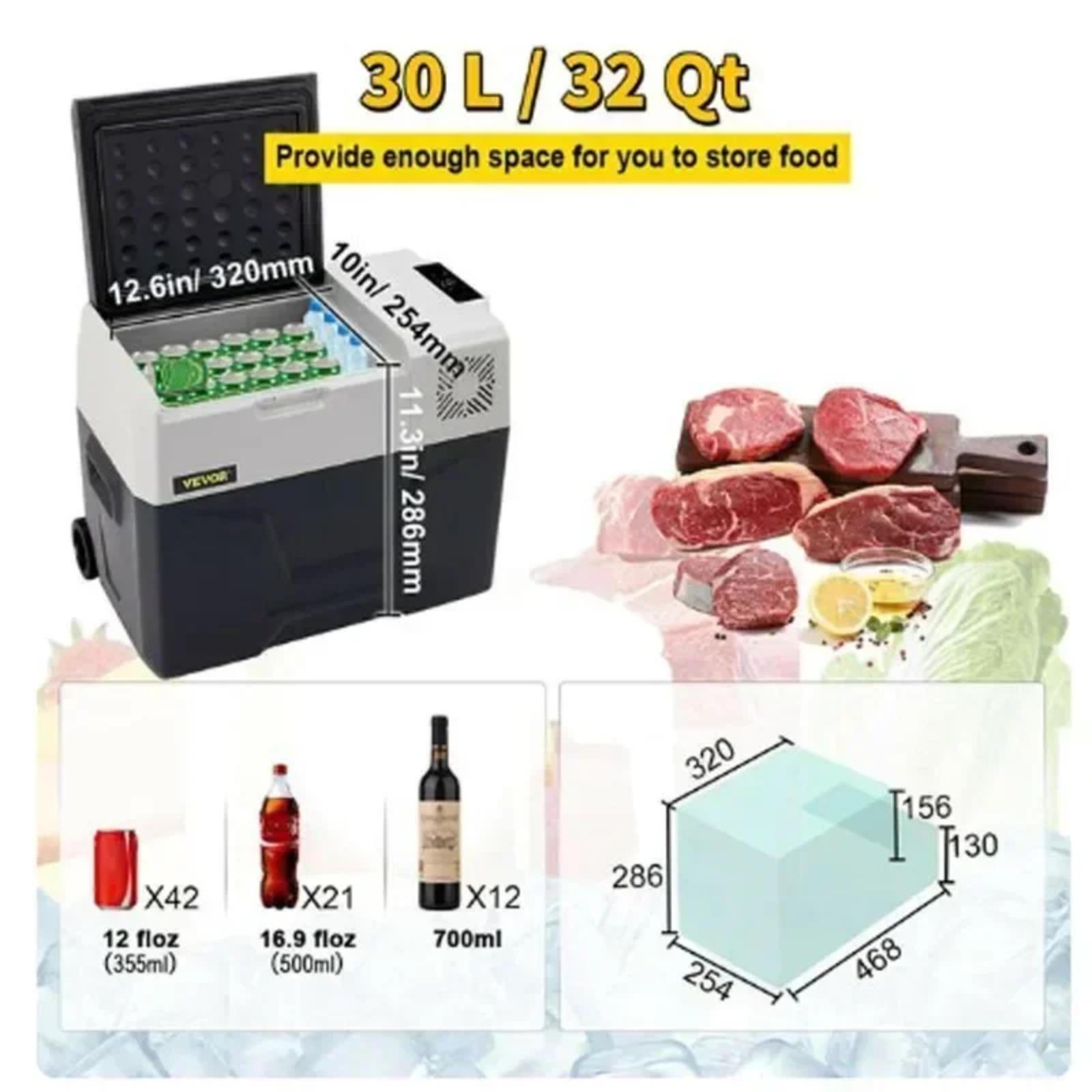 Mini-Autokühlschrank Tragbarer Kompressor-Kühler Kleiner Kühl-Gefrierschrank 30L 40L 50L 12V/24V 220V für Fahren Camping Picknick gray