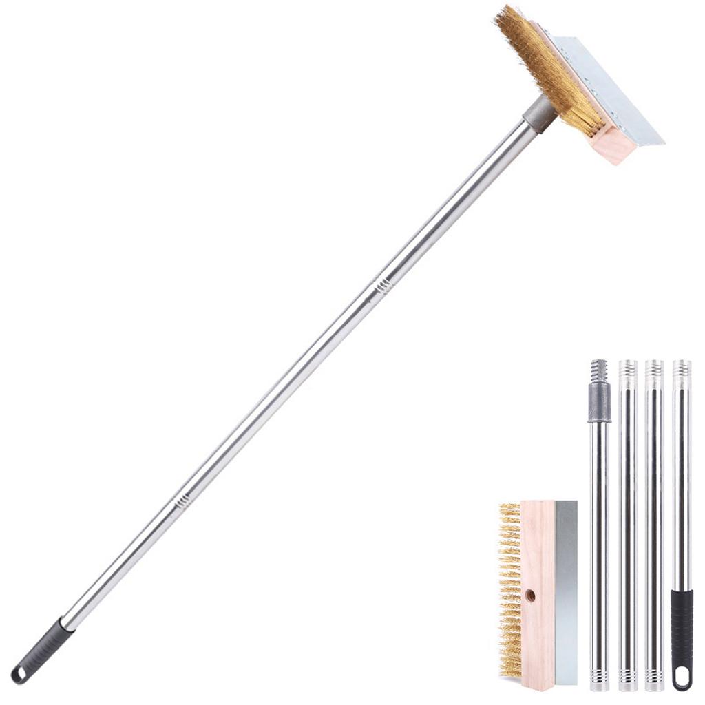Pizza Oven Cleaning Brush Grill Cleaning Tool with Scraper for Home Kitchen and Commercial Use Long Handle Design