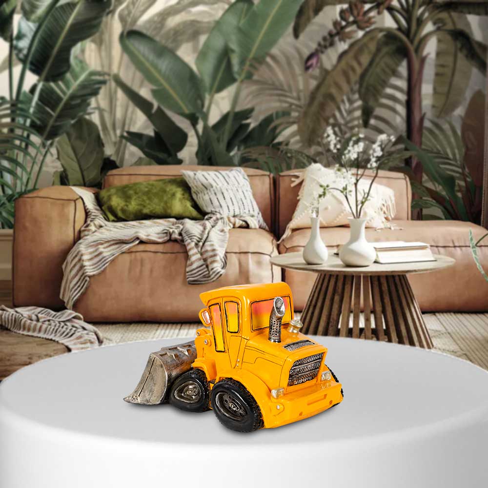 Resin Bulldozer Coin Bank Construction Vehicle Piggy Bank Money Box Sculpture Home Decor Gift for Kids Boys Men Desk Ornament