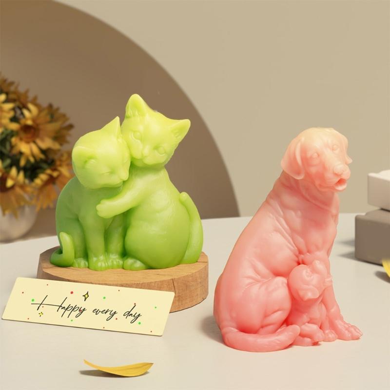 Dog Statue Silicone Candle Molds Food Safe Silicone Temperature Resistant for Resin Casting Candle Soap Home Decoration