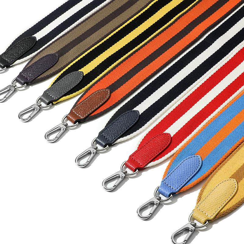 F-97 Color Block Stripe Wide Canvas Shoulder Strap for Bag Modification