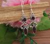 Solid 925 Sterling Silver Garnet Gemstone Dangle Drop Earring Handmade Jewelry Gift For Bridal