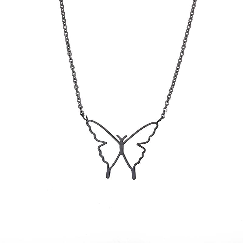 Cute Small Hollow Butterfly Pendant Necklace For Women Stainless Steel Chains Necklaces Boho Jewelry Wedding Gift Collier