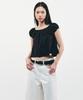 CITYBREEZE Cap Sleeve Shirring Blouse Top_Black