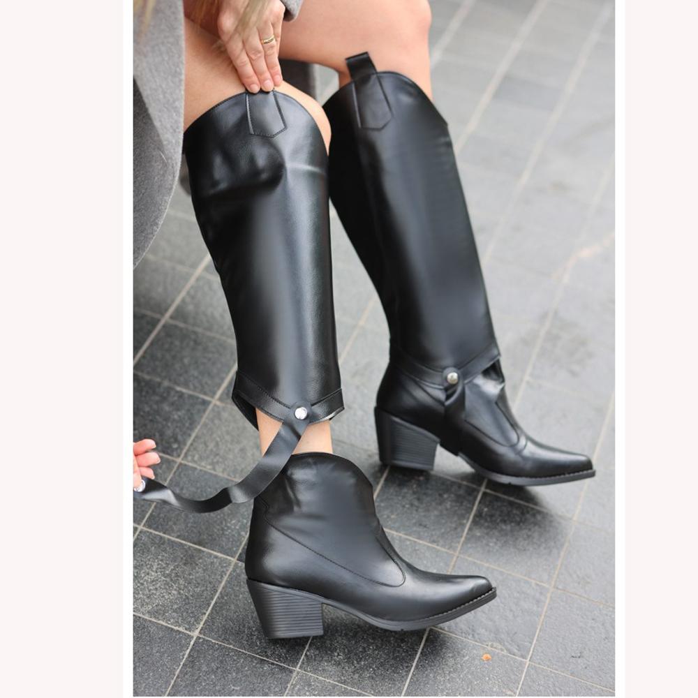 Take off and Put on Western Cowboy Women Boots Low Heel Dress Shoes for Women AL-211