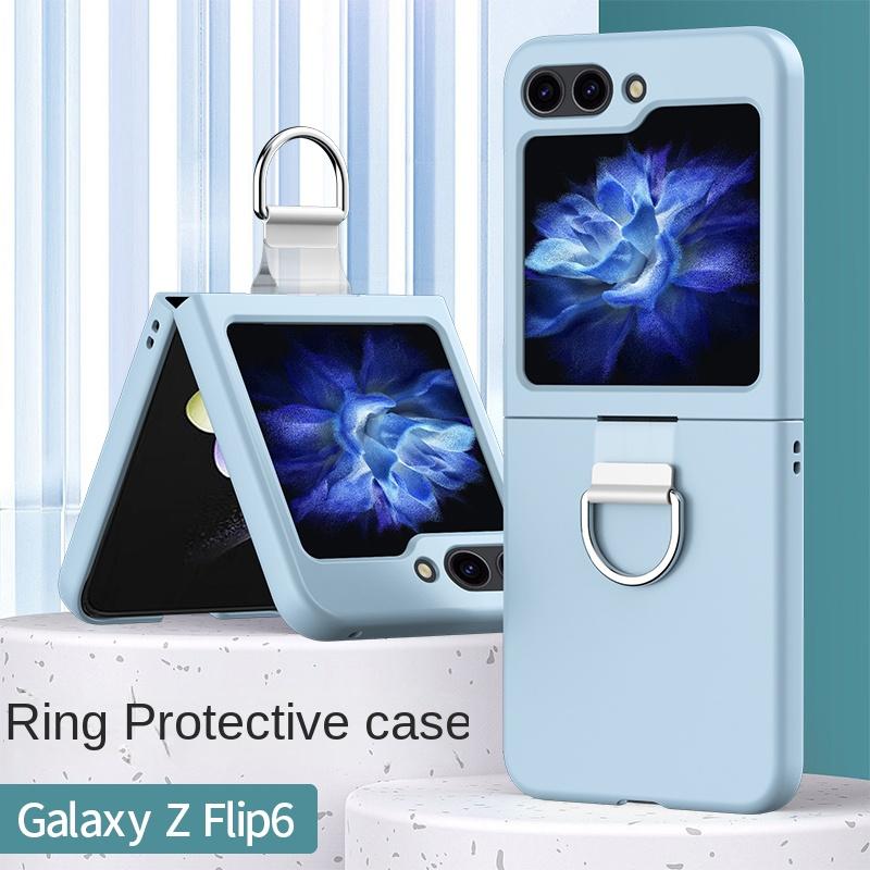Hårt Skal Plast Ring Telefonfodral för Samsung Galaxy Z Flip 6 5 4 3 Flip6 Flip5 Flip4 Flip3 5G Skyddande Stöttåligt Skal