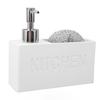 Kitchen Soap Dispenser with Sponge Holder Press Type Dish Soap Dispenser Pump Bottle with Steel