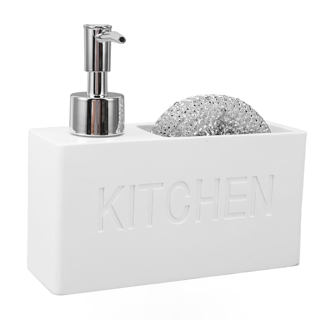 Kitchen Soap Dispenser with Sponge Holder Press Type Dish Soap Dispenser Pump Bottle with Steel