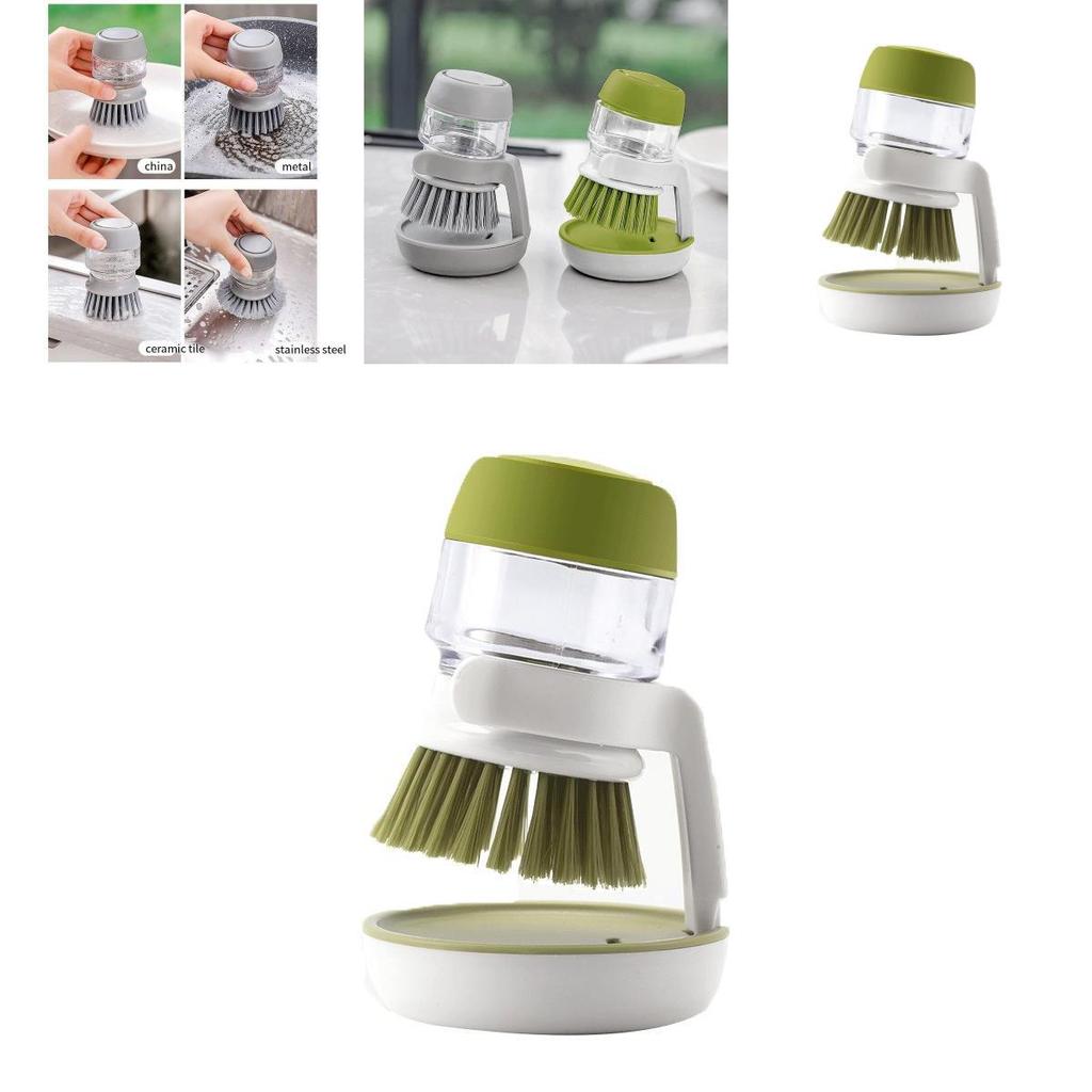 Household Dish And Pot Brush With Builtin Liquid Injector For Lazy Clean