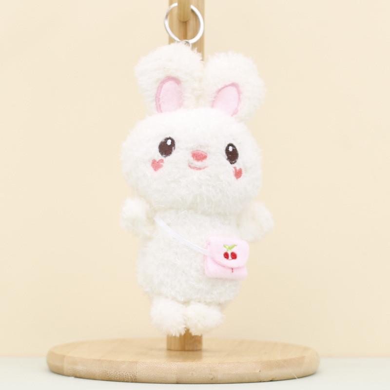 Adorable Plush Bunny Keychain White Bag Bunny Short Plush Stuffed Animal Toy