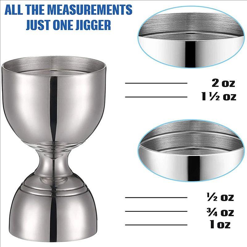 Bar Bell Jigger 2oz 1oz Cocktail Jigger Measuring Jigger For Bartending Shot Pourer Double Jigger Tools Shaker Cup серебряный