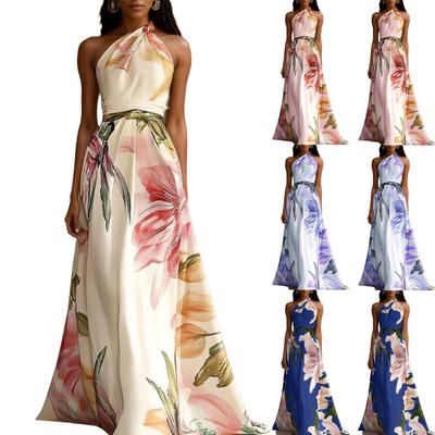 Women's Printed Long Dress Elegant Party Vacation Maxi Dress for