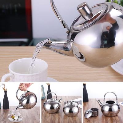 Wasserkocher aus Edelstahl mit Infuser-Filter Teekanne Tragbarer Teekessel für Zuhause und Büro