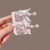 Korean Pink Heart Bow Hair Clip for Women - Fresh Flower Duckbill Clip