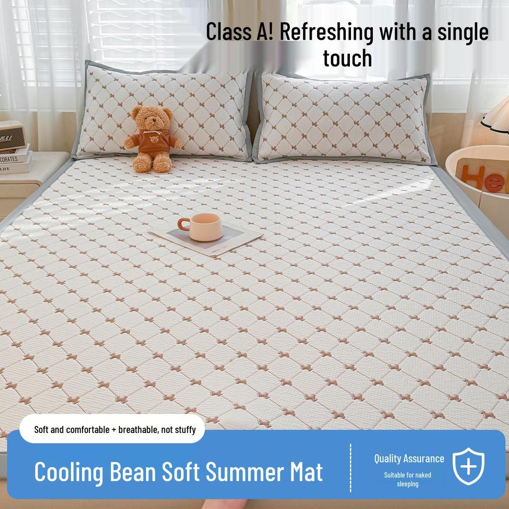 A-Class Ice Bean Cool Mat Set: Washable, Soft, Single Dorm Mat, 3-Piece for Home Use