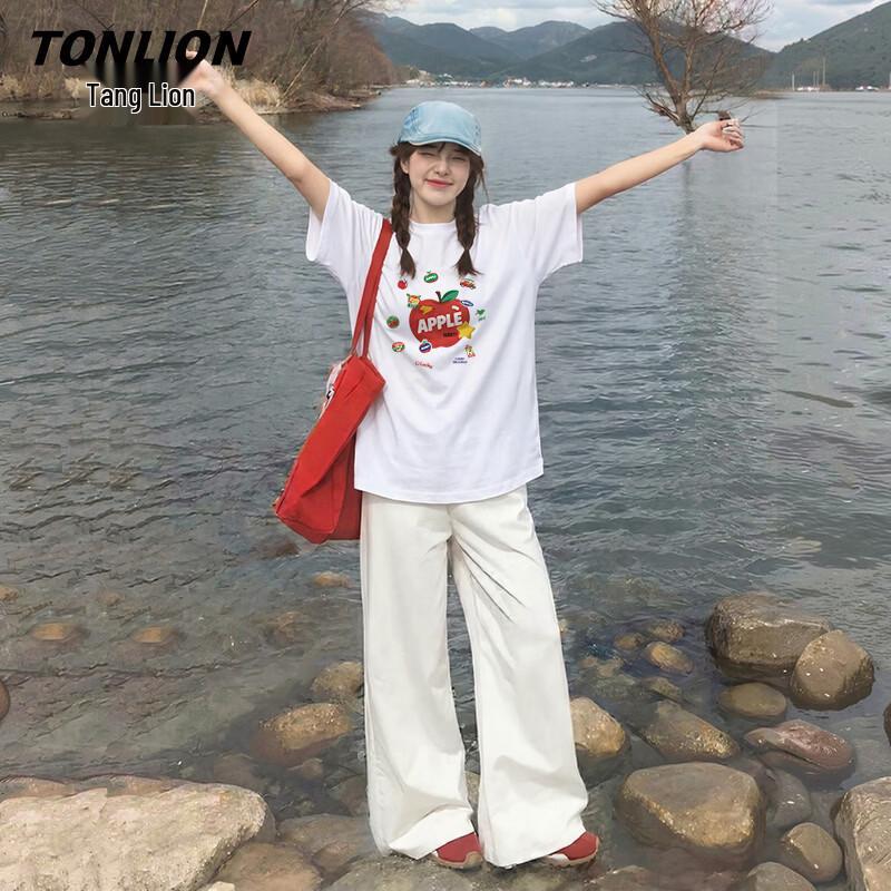 TonLion Women's Pure Cotton Short Sleeve T-Shirt