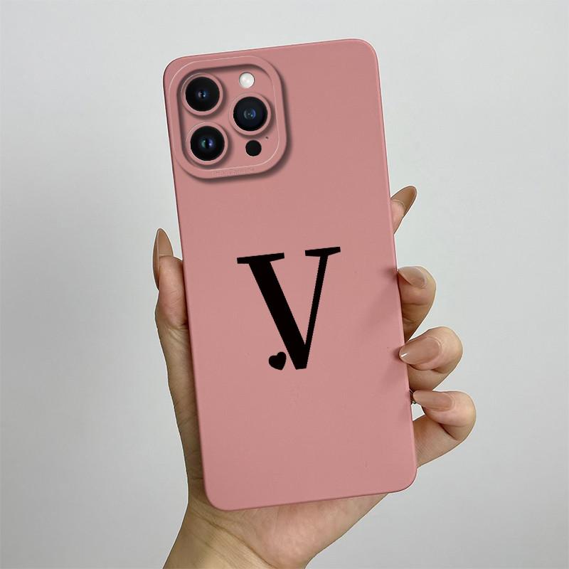 For iPhone 13 Pro Max Case iPhone 13 Pro Cover Cute Couple Initial Letters Square Skin Phone Case Matte Shockproof Back Cover