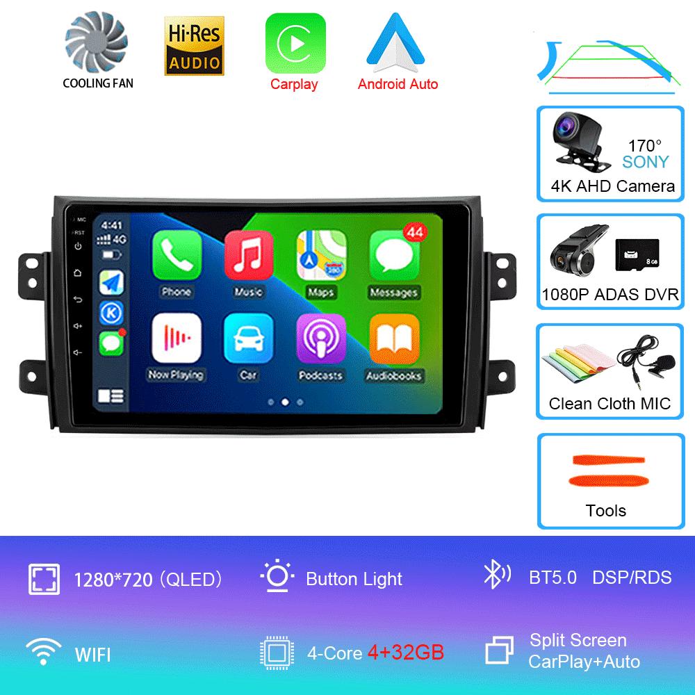 Car Radio Android 14 Carplay for Suzuki SX4 2006-2013 Fiat Sedici 2005-2014 Navigation Multimedia Video Player Audio 2din Stereo
