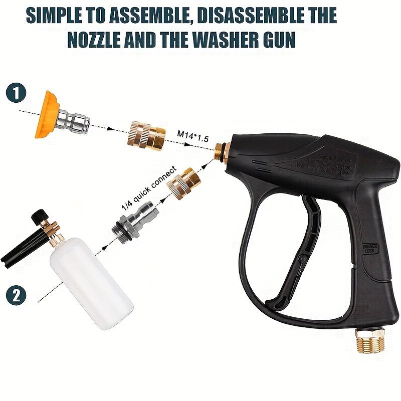 FOAM CANNON KIT 1/4" Snow Foam Washer Gun Car Wash Soap Lance Cannon Spray Pressure Jet Bottle with Car Cleaning Gloves