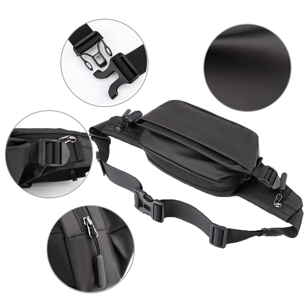 Large Capacity Multifunctional Waist Bag for Men and Minimalist Perfect for and Black Bag/Body Bag/Shoulder Women, Design, Lightweight, Cycling,