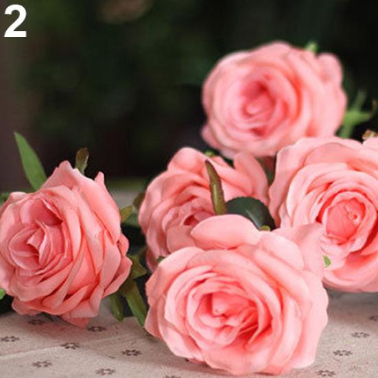 1 unidad, 1 cabeza, rosa de seda Artificial realista, flor falsa, decoración nupcial para boda